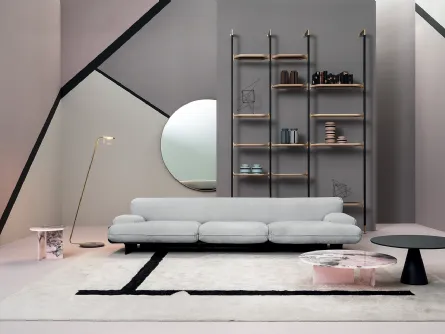 Divano dal design moderno in pelle chiara Bardot di Baxter