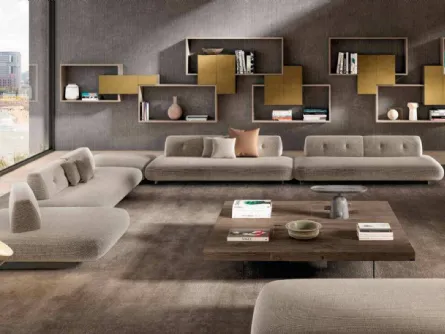 Divano componibile di design lineare in tessuto Sand 1137A di Lago