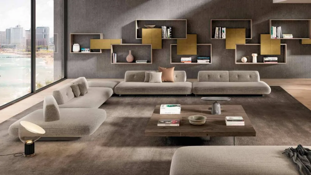Divano componibile di design lineare in tessuto Sand 1137A di Lago