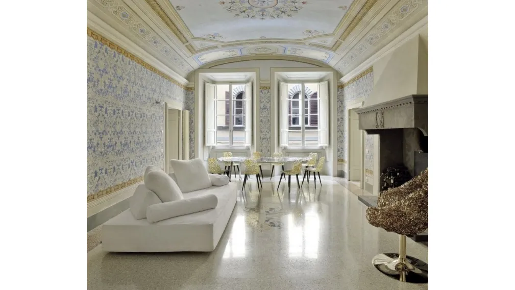 Divano di design lineare in tessuto Sherazade di Edra
