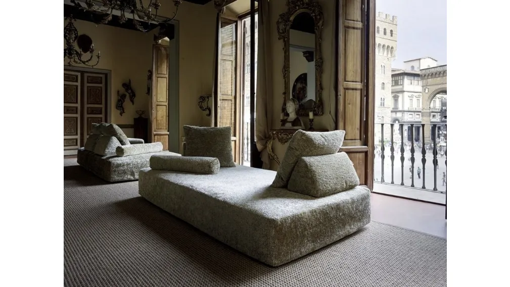 Divano di design lineare in tessuto Sherazade di Edra