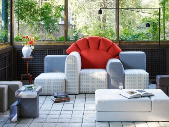 Divano di design Tramonto a New York in tessuto imbottito di Cassina