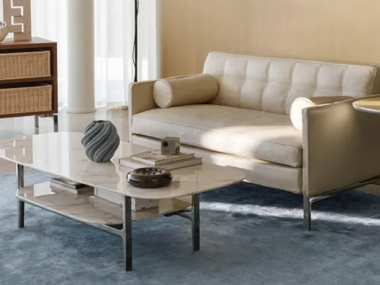 Divano lineare in pelle Volage ex S Night Sofa di Cassina