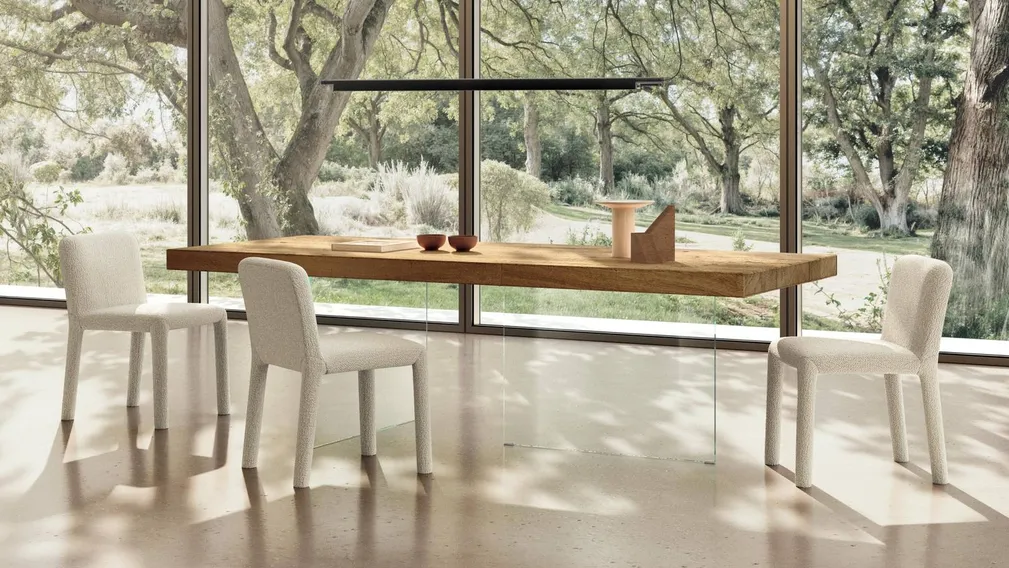 Sedia rivestita in tessuto Aqualta 2795 di Lago