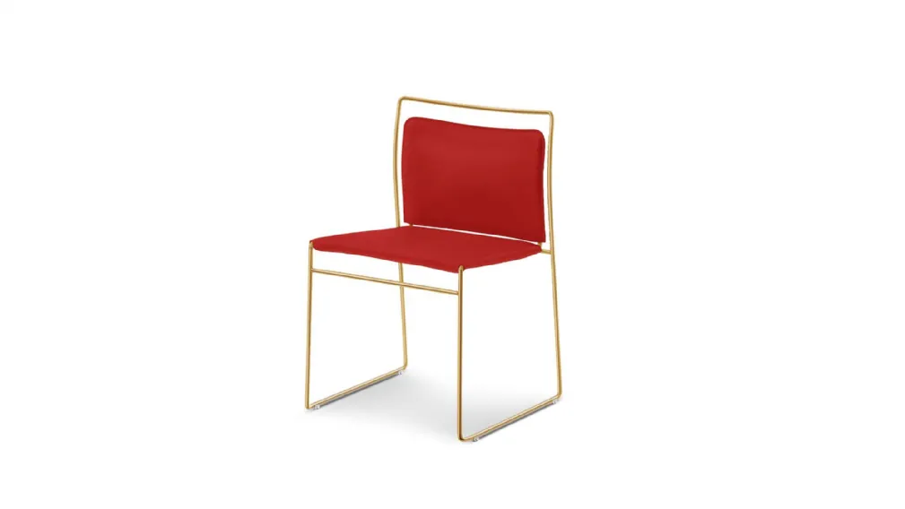 Sedia Tulu in tessuto rosso con struttura in tondino di metallo di Cassina