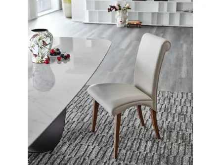 Sedia in legno rivestita in pelle Lulù di Cattelan Italia