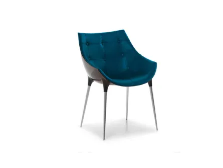 Sedia di design Passion in pelle trapuntata con gambe in acciaio di Cassina