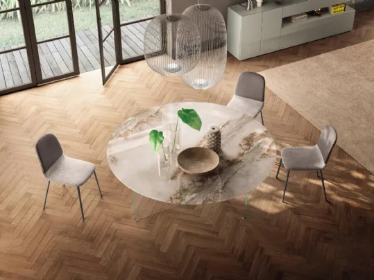 Tavolo Air Slim 2260X rotondo in vetro di Lago