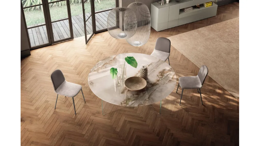 Tavolo Air Slim 2260X rotondo in vetro di Lago