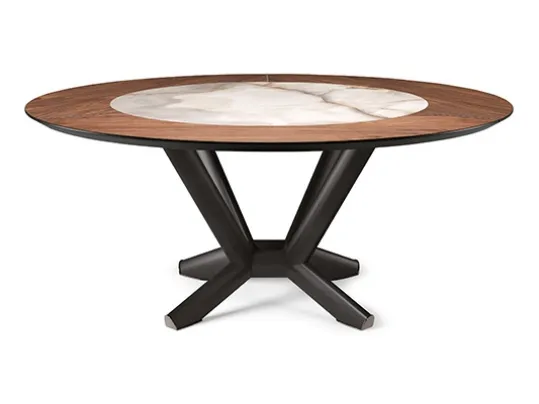 Tavolo rotondo con piano in legno e ceramicaPlaner Ker-Wood Round di Cattelan Italia