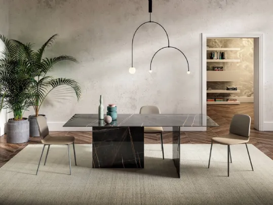Tavolo Stratum 2470 in vetro effetto marmo di Lago