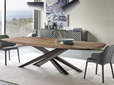 Tavolo rettangolare con piano in legno pregiato Lancer Wood di Cattelan Italia