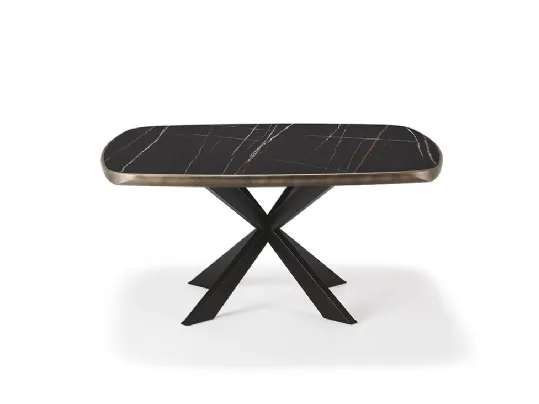 Tavolo con base in metallo e piano in ceramica Spyder Keramik Premium di Cattelan Italia