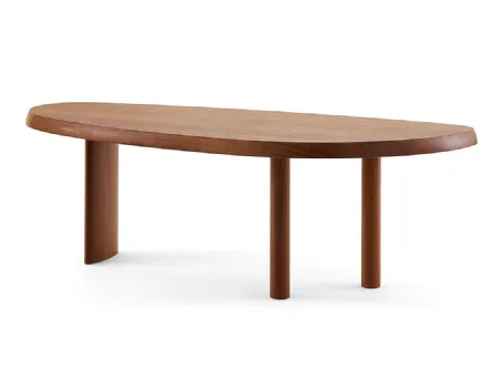 Tavolo Table En Forme Libre con piano asimmetrico in legno laccato nero lucido di Cassina