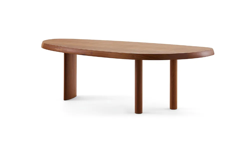 Tavolo Table En Forme Libre con piano asimmetrico in legno laccato nero lucido di Cassina