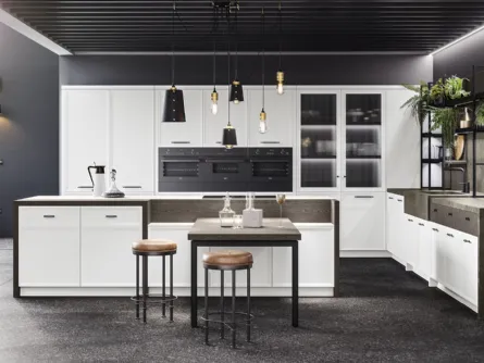 Cucina moderna bianco laccato e nero opaco Levante MITON Cucine