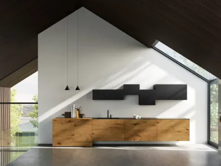 Cucina Design lineare in legno e laccato opaco 36e8 1091 di Lago
