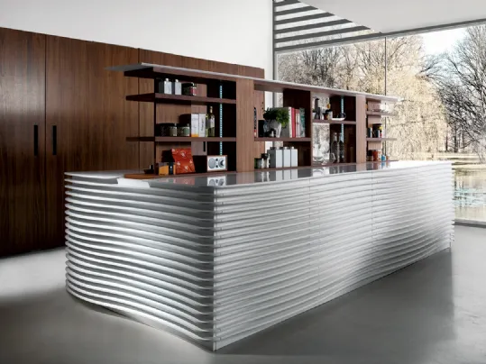Cucina Design lineare in laccato Bianco lucido Marosi di Miton