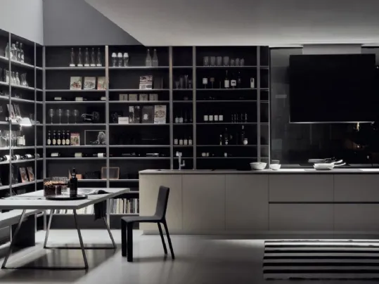 Cucina Design con isola MH6 in resina Grigio di Modulnova