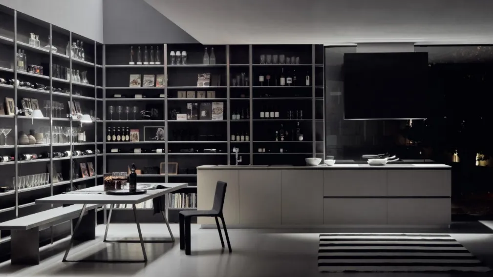 Cucina Design con isola MH6 in resina Grigio di Modulnova