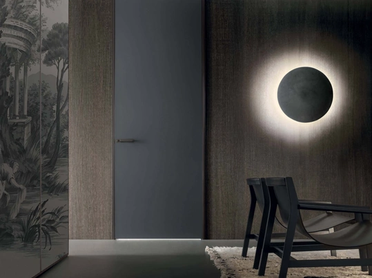 Porta per interni Link+ in vetro laccato Blu scuro di Rimadesio