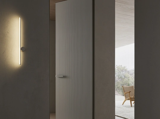 Porta per interni a filo muro Moon Lino Sahara di Rimadesio