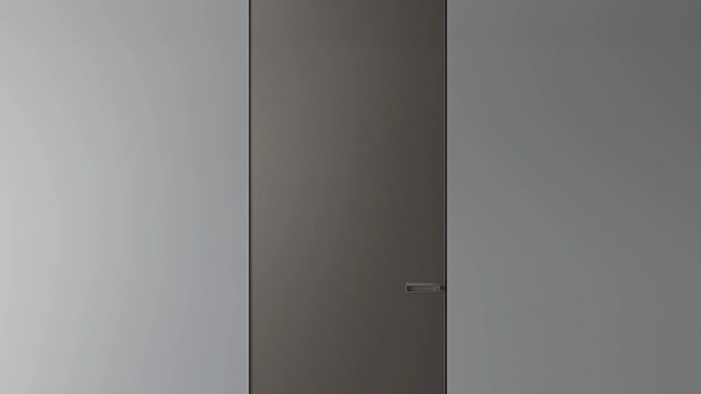 Porta a filo muro per interni Radius in vetro diamante di Rimadesio