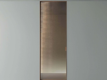 Porta per interni scorrevole Vela in vetro rete bronzo di Rimadesio