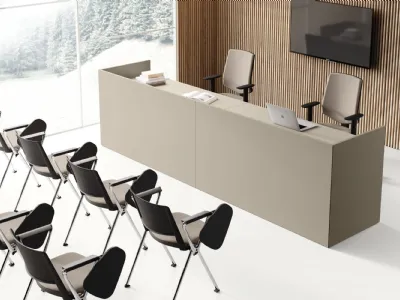 Bancone Reception Point finitura Stone Grey di Las Mobili