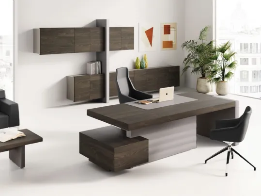Scrivania direzionale Jera in Frassino Brown di Las Mobili