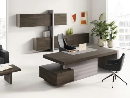 Scrivania direzionale Jera in Frassino Brown di Las Mobili