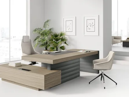 Scrivania direzionale Ufficio Jera in Olmo Grey di Las Mobili