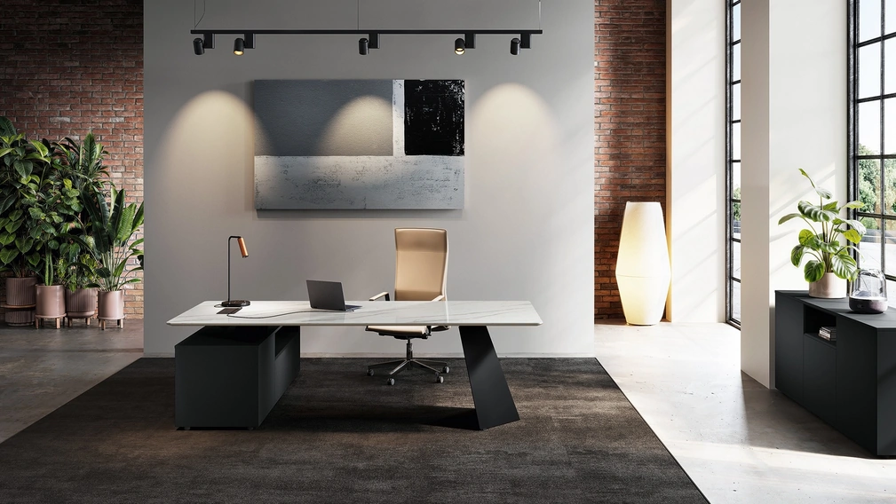 Scrivania direzionale Monolith in vetro di Las Mobili