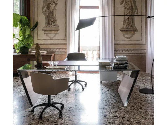 Scrivania Direzionale in acciaio inox Vega di Cattelan Italia