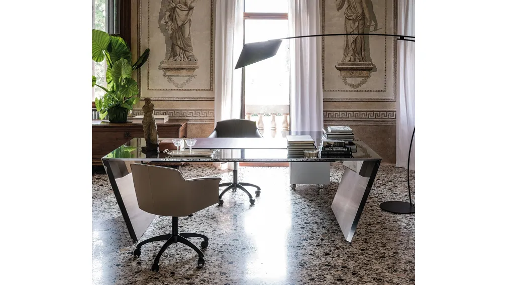 Scrivania Direzionale in acciaio inox Vega di Cattelan Italia